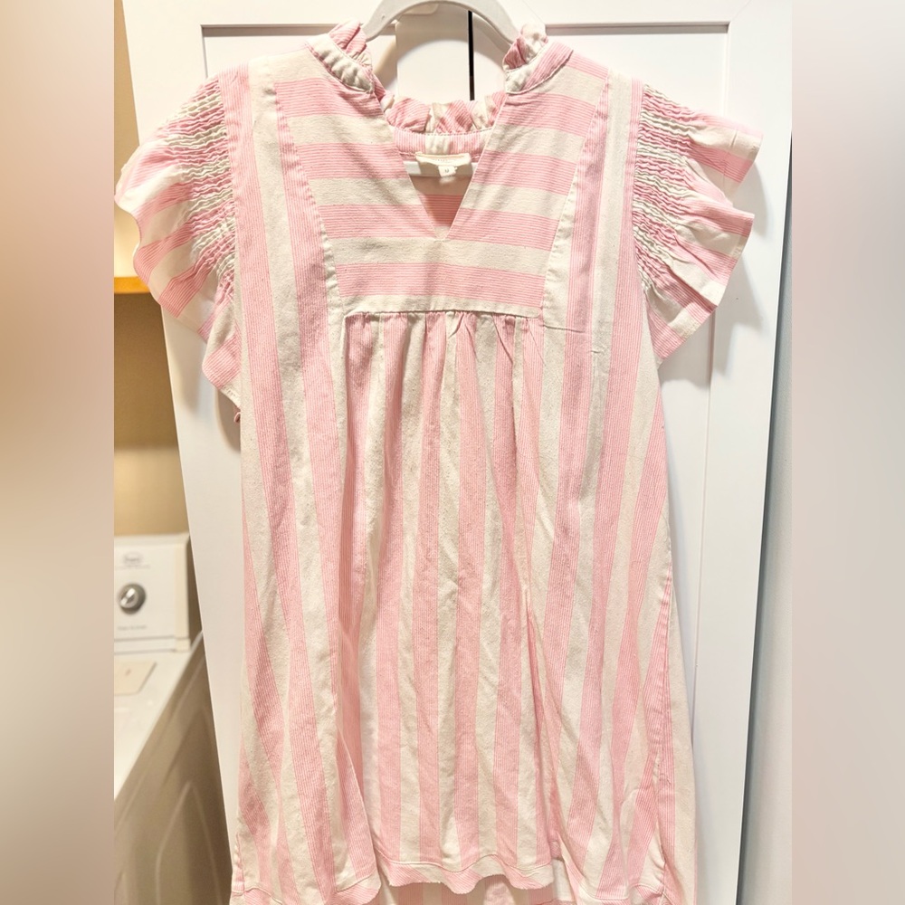 Umgee Pink and White Striped Dress